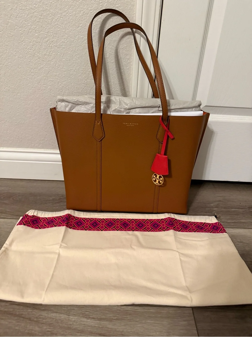 Tory Burch Perry Tripe Compartment 👜 Tote - Picture 1 of 8
